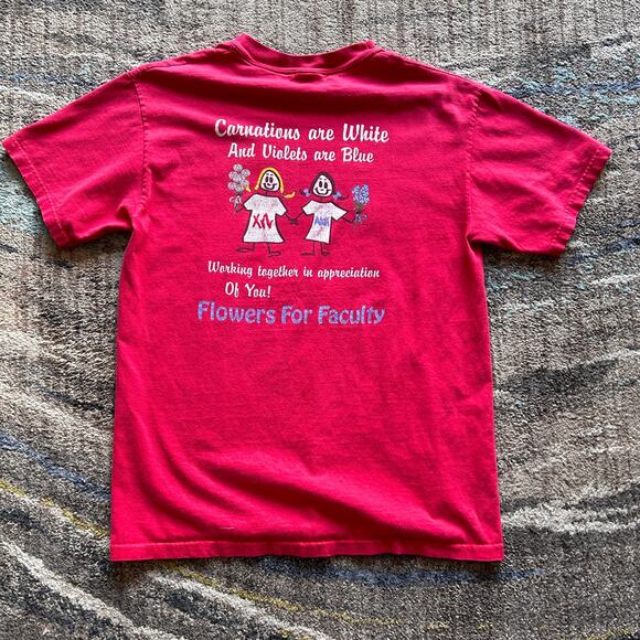 Vintage 1999 Chi Omega Alpha Delta Pi Flowering Philanthropies Red Shirt Sz M - Picture 3 of 6